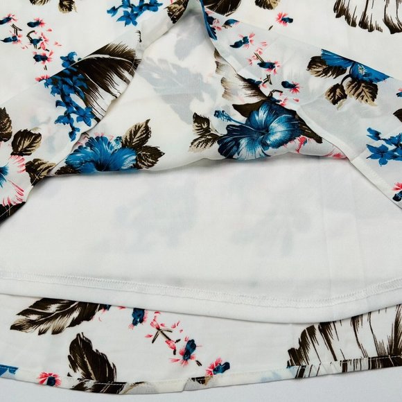 Entro Blouse Womens Small, Medium, Large Off Shoulder Feathers Hibiscus Spring - Picture 6 of 16